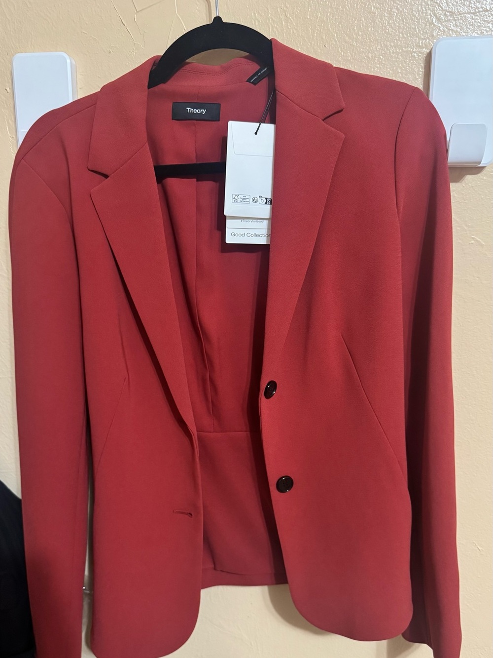 Theory Red Single-Breasted Women's Blazer